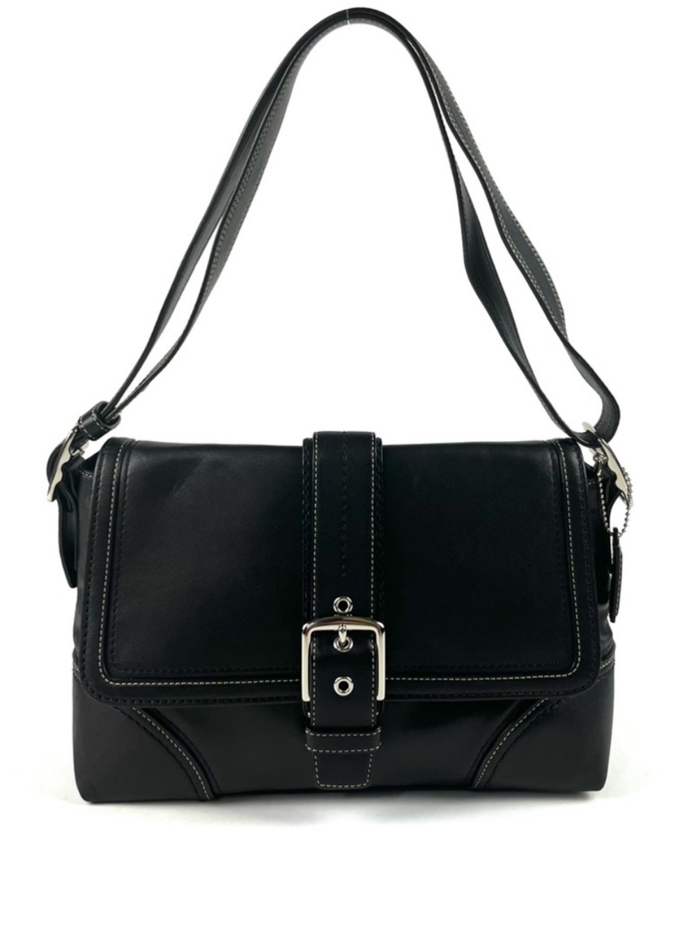 Coach Black Hampton flap leather crossbody